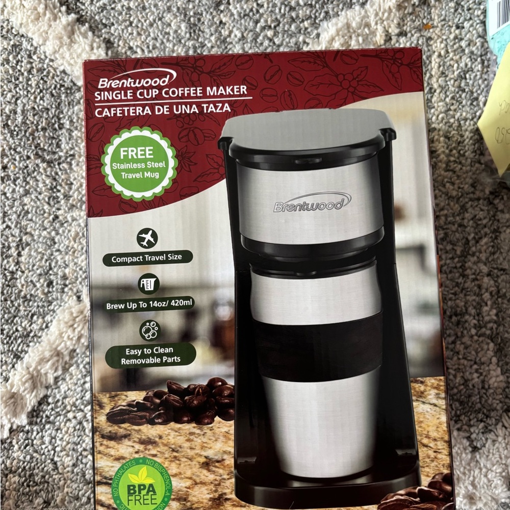 Brentwood Single Cup Coffee Maker - Stainless Steel and Black